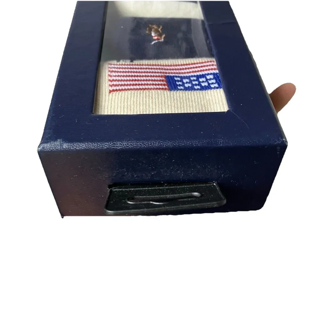 Polo Ralph Lauren Socks Womens 9-11 Pony Flag 3 Pair Gift Box Preppy Americana